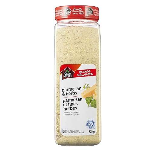 Club House, Quality Natural Herbs & Spices, One Step Seasoning, Parmesan & Herbs 520g, Case Pack Count 12 - Parmesan & Herbs - 520 g (Pack of 1)