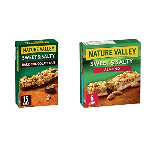 Nature Valley Sweet & Salty Dark Chocolate Nut Granola Bars, 15 Count & Sweet & Salty Almond Granola Bars, 6 Count - Granola Bars + Almond Granola Bars