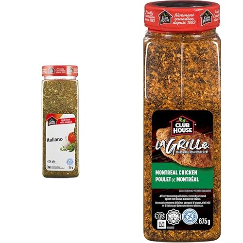 Club House, Quality Natural Herbs and Spices, One Step Seasoning, Italiano, 510g (17.99oz), Product of Canada & La Grille, Grilling Made Easy, Montreal Chicken Seasoning, 675g - Packaging May Vary - Seasoning + Montreal Chicken, 675 g