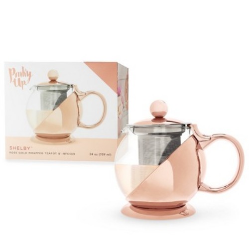 Shelby Glass and Rose Gold Wrapped Teapot 