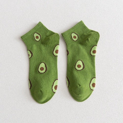 Avocado-Hued Kawaii Socks for Fashionistas - Green / One Size