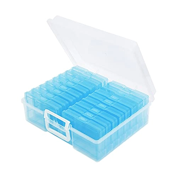 4" x 6" Photo Storage Case with Handle, 16 Inner Photo Organizer Keeper, Extra Large Storage Picture Boxes, Seed Storage, Transparent Craft Keeper (Blue)