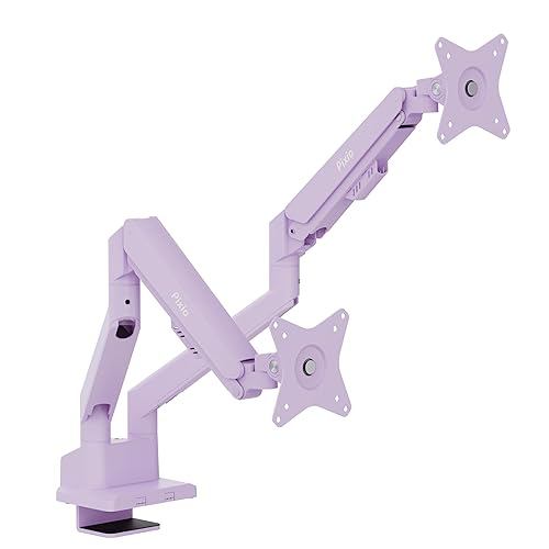 Pixio PS1D Wave Purple Dual Monitor Arm Stand Desk Mount - Fits up to 32 inches Monitors and up to 19.8lbs. VESA Compatibility and Integrated Cable Management - Dual - Purple