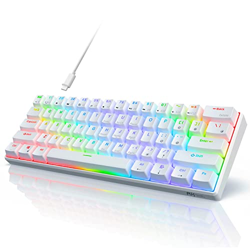 RK ROYAL KLUDGE RK61 Wired 60% Mechanical Gaming Keyboard RGB Backlit Ultra-Compact Hot-Swappable Brown Switch White - Hot-Swappable Brown Switch - White