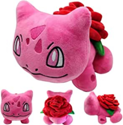 Rose Bulbasaur Plush - 2022 New Pink Rose Bulbasaur Plush Doll, Adorable Plush Collection Stuff Animals Birthday Gift for Fans Valentine's Day, Perfect for Playing & Displaying