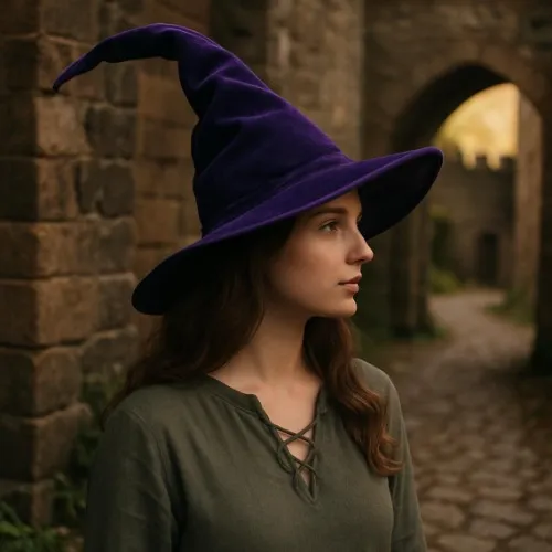 Velvet Witch Hat: Wide Brim Halloween Costume Accessory