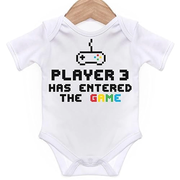 ART HUSTLE Player 3 Has Entered The Game Short Sleeve Bodysuit/Baby Grow For Baby Boy Or Girl