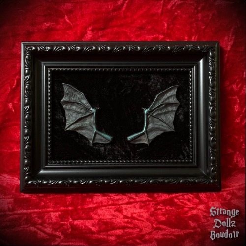 Bat Wings frame, Vampire gothic home decor, faux taxidermy, Strange Dollz Boudoir