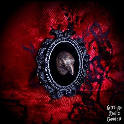 Small gothic raven frame, gothic home decor, oddities, Strange Dollz Boudoir - Back stand