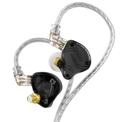 KZ ZS10 Pro X in Ear Monitor, Upgraded 4BA 1DD KZ Headphone Gaming Earbuds in Ear Earphone IEM with Alloy Faceplace Detachable Silver-Plated Recessed 0.75mm 2Pin Cable for Audiophile (Dark, No Mic) - NO Microphone - Black-X