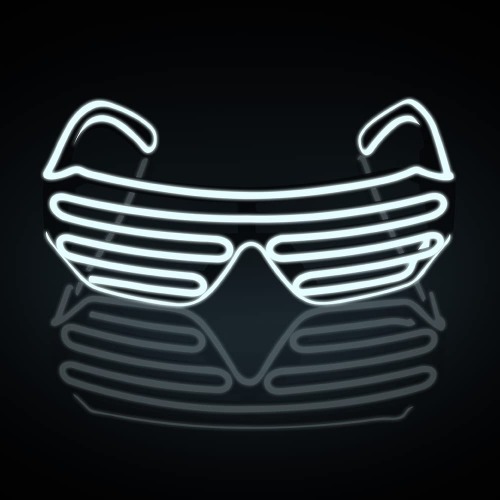 Light Up EL Wire Neon Shutter Glasses Shutter Flashing Sunglasses Kids Party Favors DJ Costumes for EDM, Halloween, Christmas, Birthday Party Decoration (White)