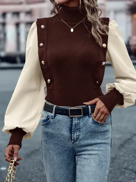 Puffy Sleeve Turtleneck