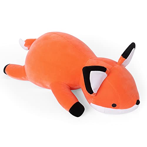 24" 4.2lbs Fox Weighted Stuffed Animals,Cute Cuddle Plushie Toy Weighted Fox Plush Throw Pillow for Children Kids Adults(Fox) - Fox - 24"