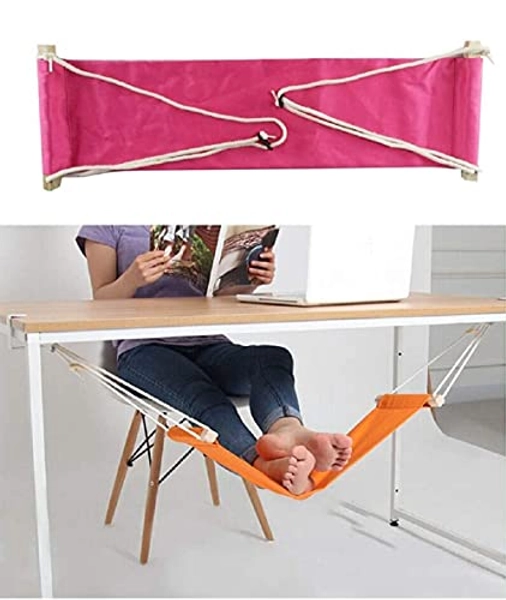 Home-organizer Tech Portable Adjustable Foot Hammock for Corner Desk Office Foot Rest Mini Under Desk Foot Rest Hammock for Home, Office, Airplane, Travel, Study and Relaxing (Pink)