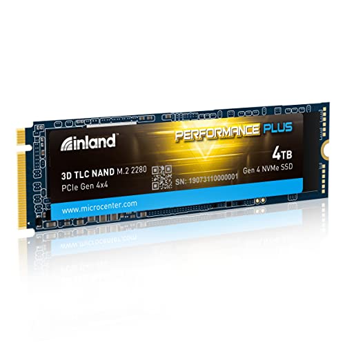 INLAND 4TB Performance Plus NVMe Internal Gaming SSD Solid State Drive Optimized for PS5 - Gen4 PCIe, M.2 2280, DRAM Cache, 176-Layer TLC 3D NAND Flash, Up to 7200MB/s - 4TB - without Heatsink