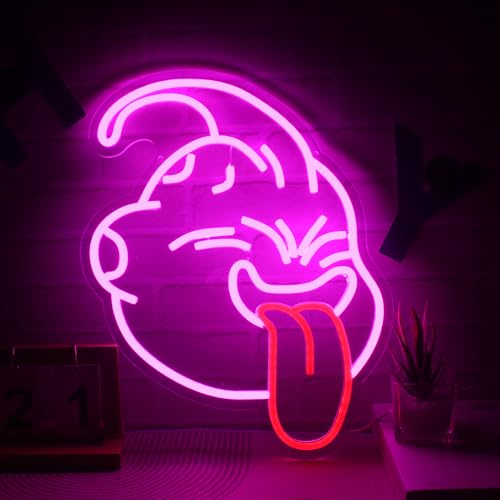 Dragon Ball the Majin Buu Neon Sign for Room Decor Neon Anime Sign Majin Buu Neon Light LED Sign Dragon Ball merchandise for Gaming Room Birthday Gift USB Powered 16"*12.6" - Majin buu-Pink