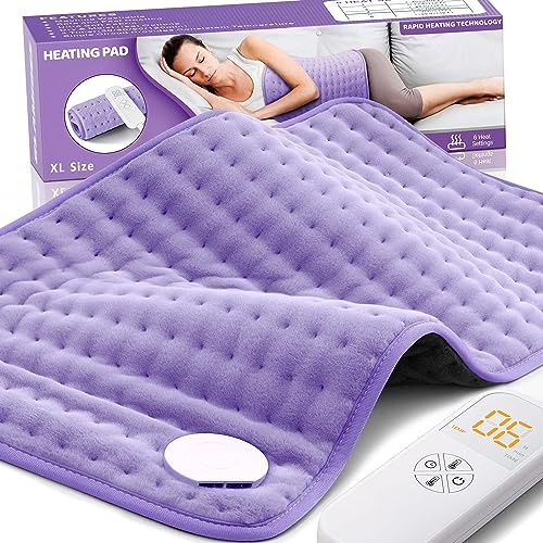 Heating Pad for Back Pain Cramps Relief - Electric Heating Pad for Neck/Shoulder/Muscle Pain - 6 Heat Settings, Auto Off, Moist Heat Options, Machine Washable, Christmas Gifts for Women,Mom,Sister -XL - 12"x24" - Women Gifts