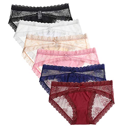 LEVAO Womens Bikini Panties Underwear Lace Hipster Seamless Sexy Hi Cuts Multipack - X-Large - 6 Pack-3