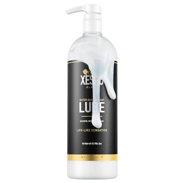 XESSO Water-Based Creamy Lube, Unscented 32 fl oz, Thick White Gel-Like Slippery Glide, Hypoallergenic for Women, Men & Couples. Made in US & Discreet Package. Package May Vary