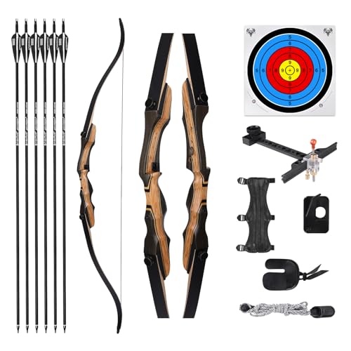 Motion Zeus Archery Takedown Recurve Bow 62 inch for Adults,Beginner,Teenagers and Youth-Right & Left Handed,Archery Set Adults for Outdoor Target Hunting Training Practice(20-50lbs) - 35LB - Right Hand