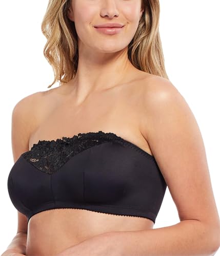 Carole Martin Strapless Bras for Women, Wireless Womens Bandeau Bra from Small to Plus Size - 38 - Black