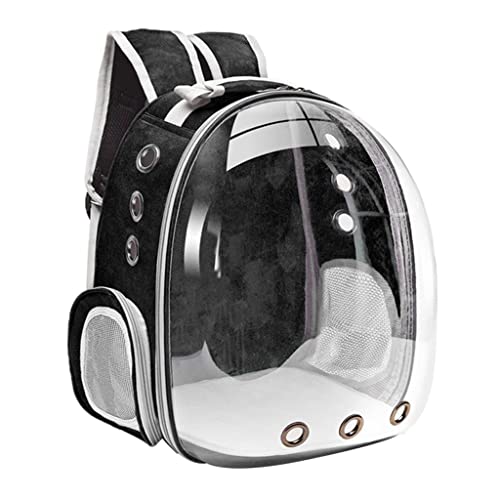 Folpus Sac à Dos pour Chat de Qualité Supérieure, Grand Sac de Transport à Bulles, Ventilé Portable, Sac étanche Extérieur, Noir - Noir