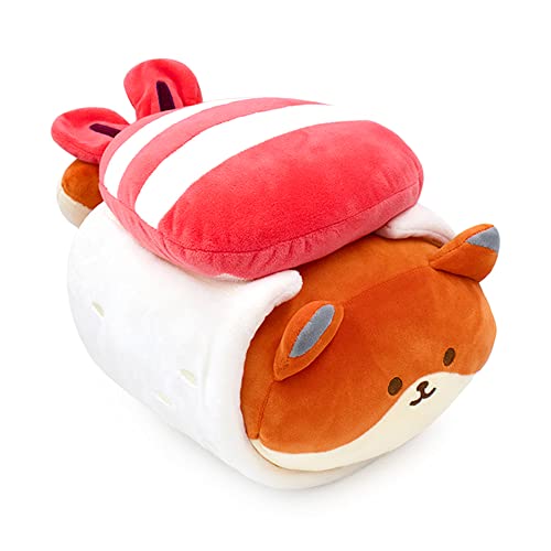 Anirollz Stuffed Animal Plush Toy - Official Roll Blanket Outfitz Doll |Soft, Squishy, Warm, Cute, Comfort, Safe| Shrimp Sushi Pillow with Fox - Birthday Decorations Gift 12" Foxiroll - Foxiroll - 12 Inch