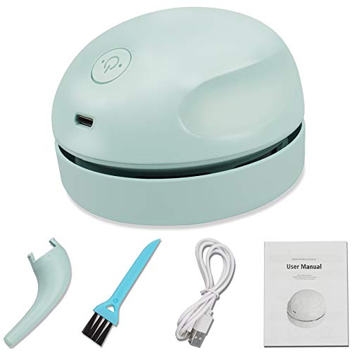 prowithlin Desktop Vacuum Cleaner USB Charging with Vacuum Nozzle Cleaning Brush, Detachable Design & Portable Mini Table Dust Vaccum Cleaner Crumbs, Piano, Computer, Car Etc - Green
