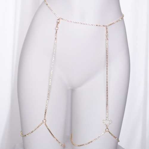 Heart Rhinestone Garters - Gold / M/L