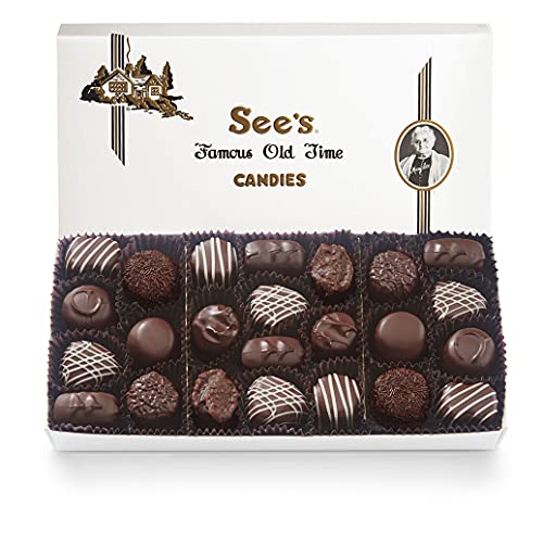 See's Candies 1 lb Dark Chocolate Soft Centers (White Wrap) - Holiday Wrap