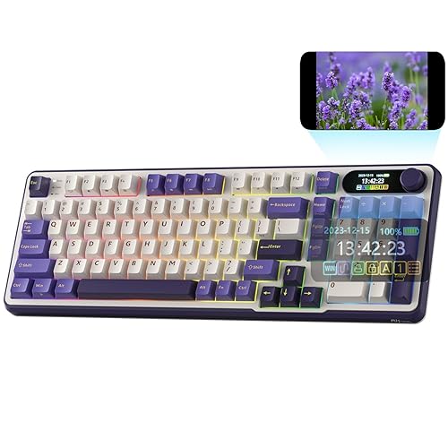 RK ROYAL KLUDGE S98 Mechanical Keyboard w/Smart Display & Knob, Top Mount 96% Wireless Mechanical Keyboard BT/2.4G/USB-C, Hot Swappable, Software Support, Massive Battery, 98 Keys - Linear Viridian Switch - Lavender Purple