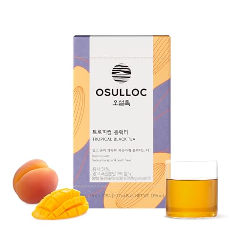 OSULLOC Tropical Black Tea, Premium Organic Blended Tea from Jeju, Tea Bag Series 20 count, 1.06 oz, 30g - Tropical Black - 20 Count (Pack of 1)
