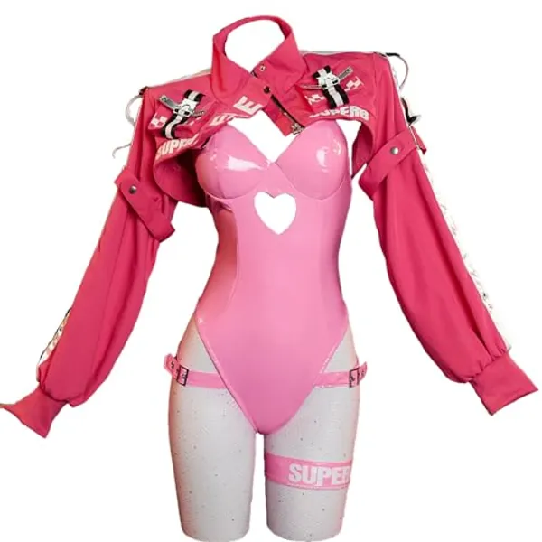 Mobbunny Anime Derivative Bunny Cosplay Costume With Jacket Headband Fishnet Stockings Bunny Bodysuit