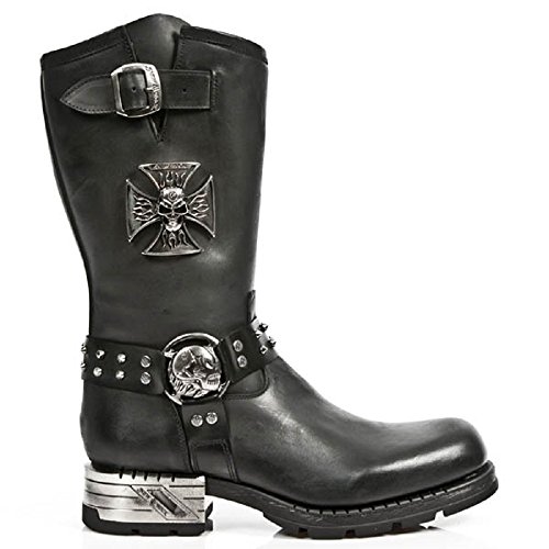 New Rock Newrock MR030-S1 Black Western Gothic Biker Leather Boots Shoes - 9 UK - Black