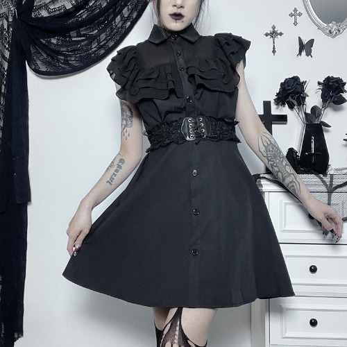 Gothic Style Black Dress - Color 0 / M