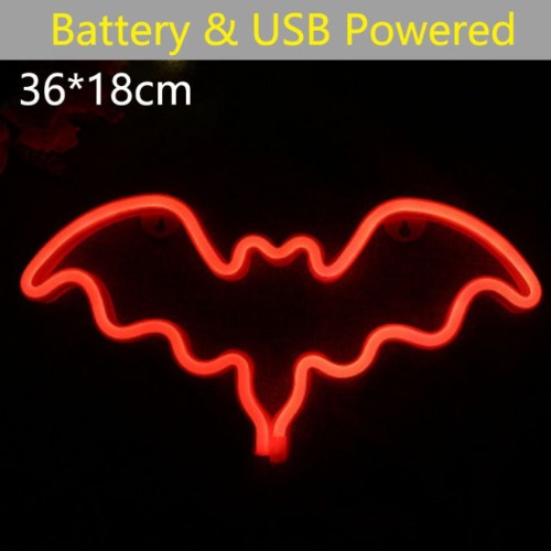 Colourful bat hanging neon light in 4 colours - Red Hanging type