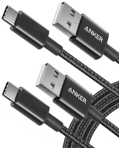 Anker USB C Cable, [2-Pack, 6 ft] Type C Charger Premium Nylon USB Cable, USB A to Type C Charging Cable Fast Charge for Samsung Galaxy S10 S10+ / Note 8, LG V20 and Other USB C Charger (Black) - 6 Feet Black 2
