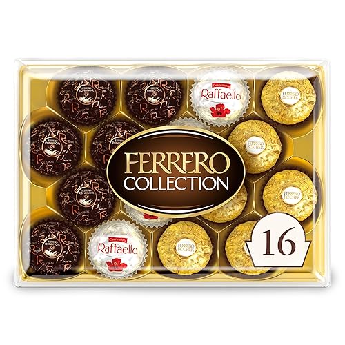 Ferrero Rocher, 16 Count, Premium Gourmet Assorted Hazelnut Milk Chocolate, Dark Chocolate and Coconut Chocolates, Chocolate Gift Box, 6.1 oz - Chocolate - 16 Count (Pack of 1)