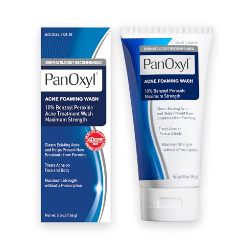 PanOxyl Acne Foaming Wash Benzoyl Peroxide 10% Maximum Strength Antimicrobial, 5.5 Oz - Unscented - 5.5 Ounce (Pack of 1)