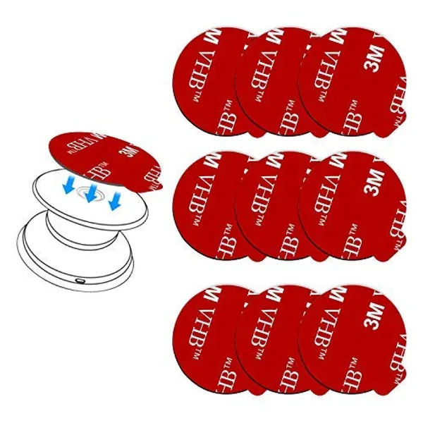9 Pack Pops Sticky Adhesive Replacement for Socket Mount Base, pop-tech VHB 3M Sticker Pads for Phone Collapsible Grip  Stand Back - 9pcs 35mm Double Sided Tapes  4pcs Alcohol Prep Pads