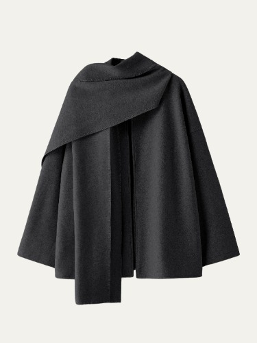 Oversized Scarf Jacket - Heather Black / M