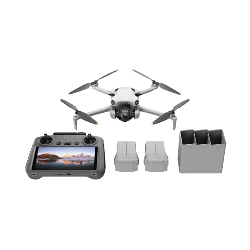 Bundle DJI Mini 4 Pro Fly More avec DJI RC 2 (Radiocommande avec Écran), Mini Drone Pliable avec Caméra 4K, Moins de 0,549 lb/249 g, Temps de Vol de 34 min, 2 Batteries Supplémentaires, C0 - DJI Mini 4 Pro Fly More Combo RC2
