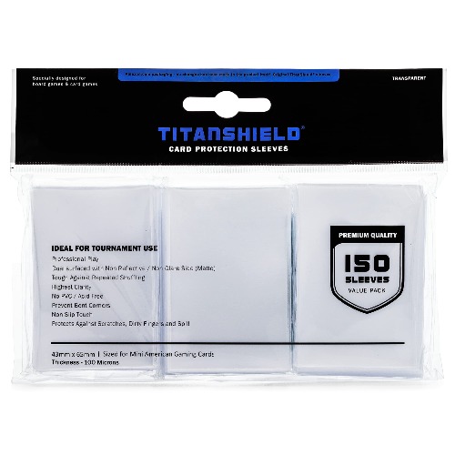 TitanShield (150 Sleeves) Clear Mini American Size Board Game and Matte Card Sleeves - 