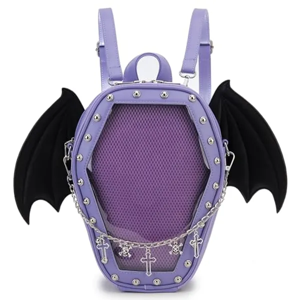 ENJOININ Gothic Coffin Shape Purses and Handbags for Women Halloween Shoulder Bag Ita Purse Backpack…