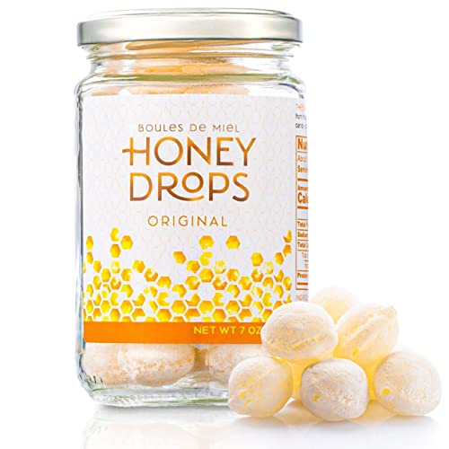 Gourmanity Honey Drops Made With Lavender Honey, 7 oz Jar, Hard Honey Candy From Provence, France, Boules Fourrees Miel, Lavender Honey Drops - 7 Ounce (Pack of 1)