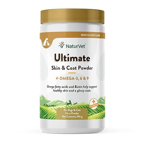 NaturVet Ultimate Skin and Coat Powder Plus Omega 3, 6 and 9 Supplement for Dogs and Cats, Powder, Made in The USA with Globally Source Ingredients 14 Ounce - 14 Ounce