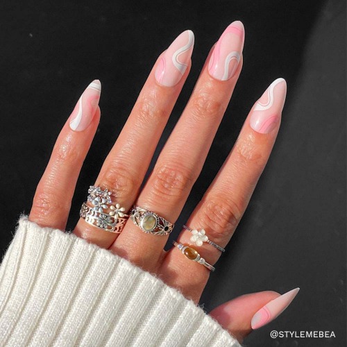 Pink Swirl Nails