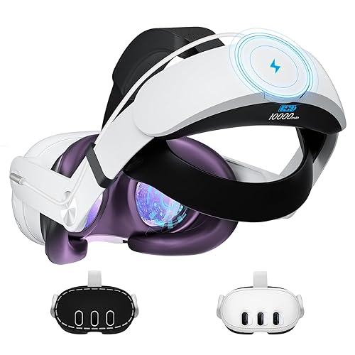 CIYOYO Head Strap for Meta Quest 3/3S, 10000mAh Battery Pack for Oculus Quest 3S/3 Accessories, Extended 6H Playtime with Enhanced Comfort and Balance, Adjustable Elite Strap, Free Lens & Case Cover