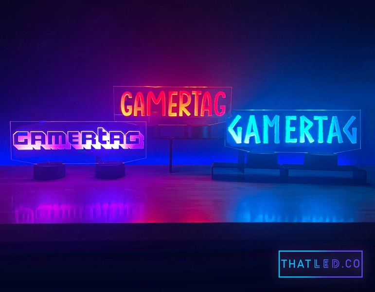 Custom Gamertag Dual Base LED - For Streamers, Gamers, and Groomsman Gifts