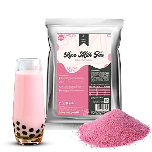 Rose Milk Tea Premium Bubble Tea Powder by Bubble Tea House Company (1 kg) - 33 Servings - Make Bubble Tea at Home - Ideal for Frappes, Coffee, Boba Tea, Milkshakes - Gluten Free, Halal Certified